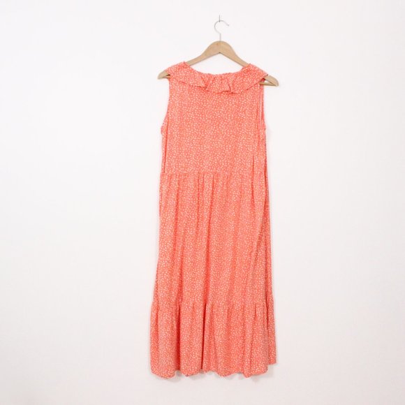 *Old Navy Ruffle V Neck, Pink Ditsy Floral Maxi Dress - Picture 7 of 8